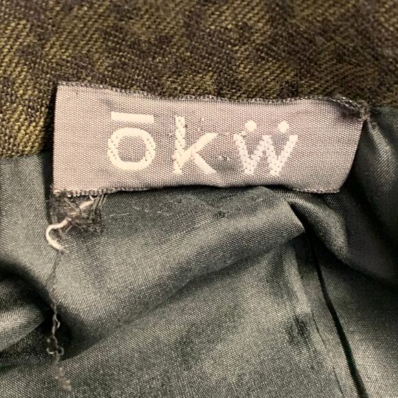 OKW Size XS Green Wool Button Down Houndstooth Mini Skirt Suit - Picture 9 of 12